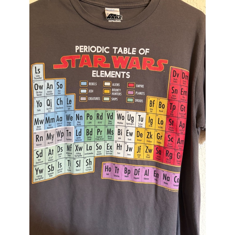 Star Wars Periodic Table of Elements Graphic T-Shirt Charcoal Gray Mens Medium - Picture 3 of 10